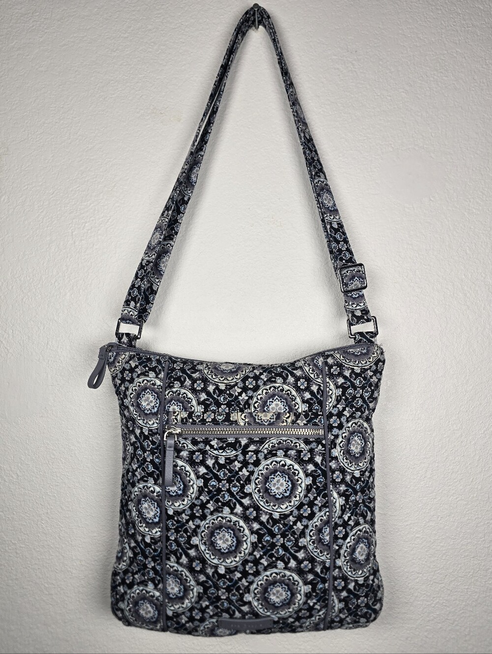 Vera Bradley Iconic Cossbody Bag in Charcoal Medallion, Retired